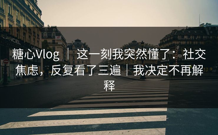 糖心Vlog ｜ 这一刻我突然懂了：社交焦虑，反复看了三遍｜我决定不再解释