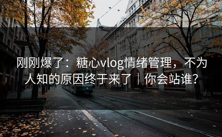 刚刚爆了：糖心vlog情绪管理，不为人知的原因终于来了｜你会站谁？