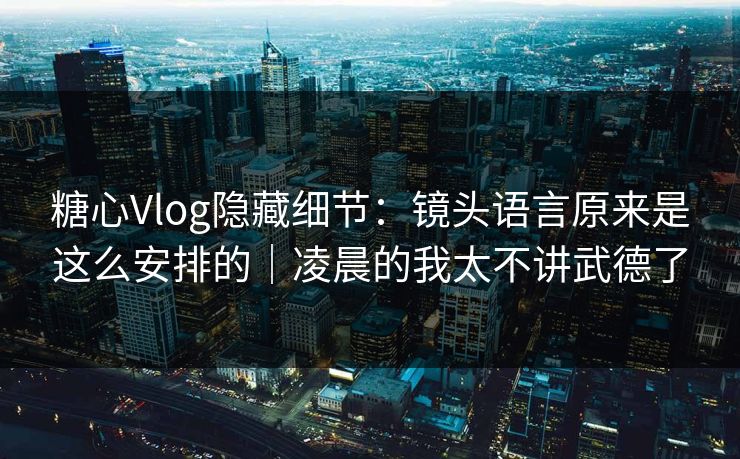 糖心Vlog隐藏细节：镜头语言原来是这么安排的｜凌晨的我太不讲武德了