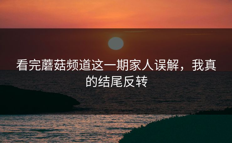 看完蘑菇频道这一期家人误解，我真的结尾反转
