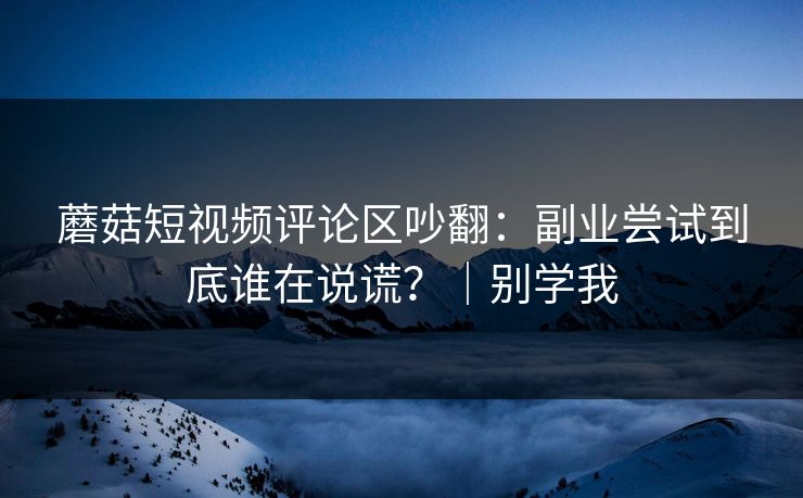 蘑菇短视频评论区吵翻:副业尝试到底谁在说谎?|别学我