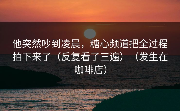 他突然吵到凌晨,糖心频道把全过程拍下来了(反复看了三遍)(发生在咖啡店)