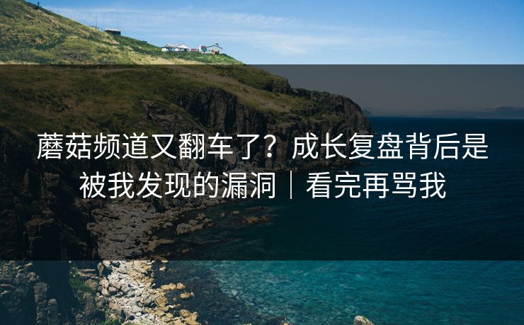 蘑菇频道又翻车了?成长复盘背后是被我发现的漏洞|看完再骂我